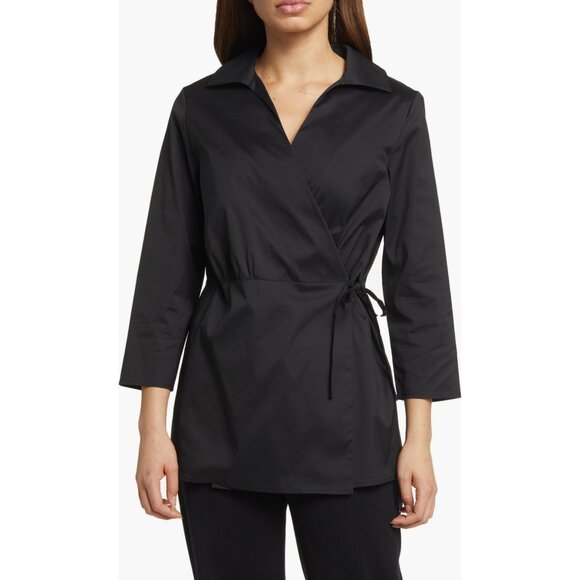 MISOOK Side Tie Poplin Shirt In Black size M NWOT - Picture 1 of 10
